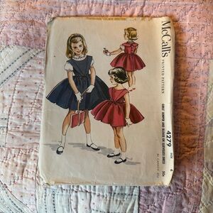 McCall's Girls' Vintage Dress Pattern 4279 in Navy and Red